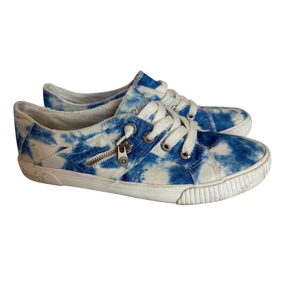 Blowfish Women's 9 Beach Blue Tie Dye Faux Lace Up Slip On Sneaker Shoe